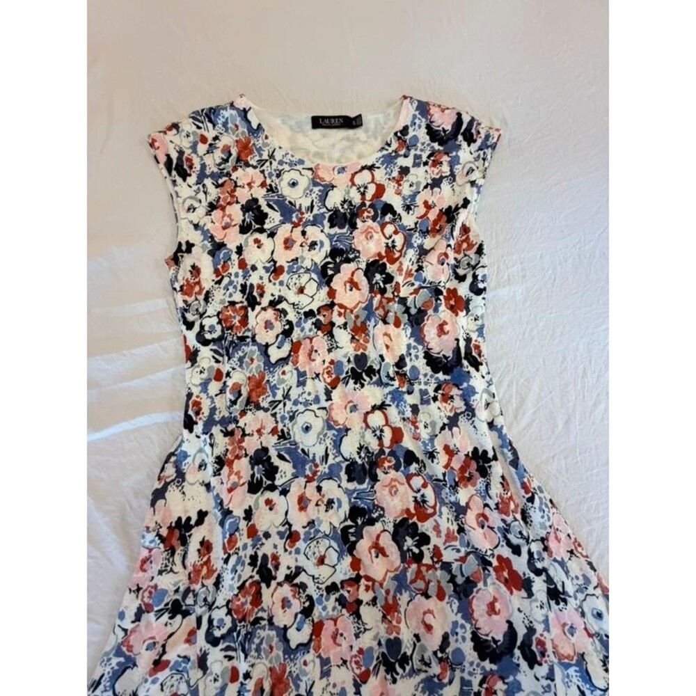 Lauren Ralph Lauren Womens XL Floral Cap Sleeve A Line Fit & Flare Midi Dress